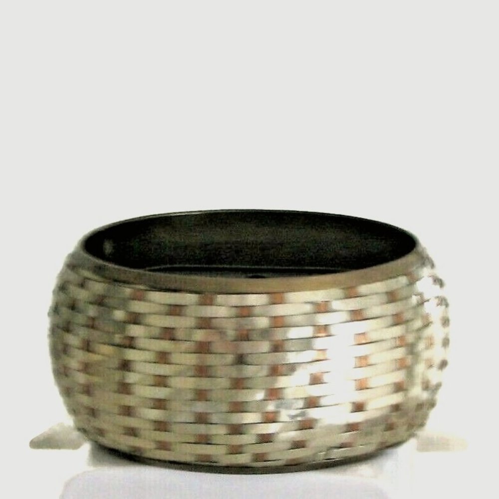 Wide Boho Multi Tone Brass Bangle Wide Bracelet India Vintage